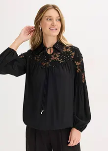 Blusa con colletto e pizzo, bonprix