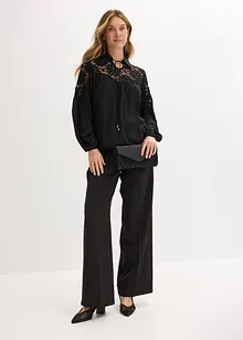 Blusa con colletto e pizzo, bonprix