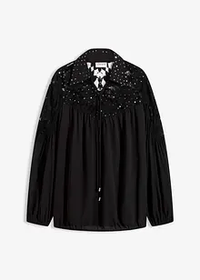 Blusa con colletto e pizzo, bonprix