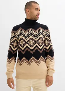 Maglione a collo alto in fantasia ikat, bonprix