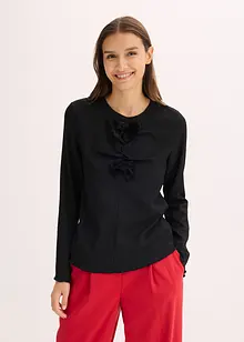 Maglia a maniche lunghe in crêpe operato, bonprix