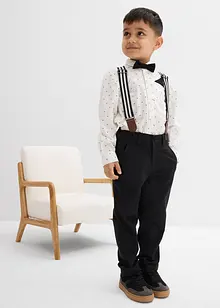 Camicia a maniche lunghe, pantaloni elasticizzati, bretelle e papillon (set 4 pezzi), bonprix