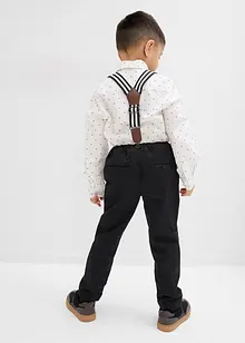 Camicia a maniche lunghe, pantaloni elasticizzati, bretelle e papillon (set 4 pezzi), bonprix