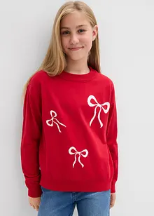 Maglione in filato fine con fiocchi, bonprix