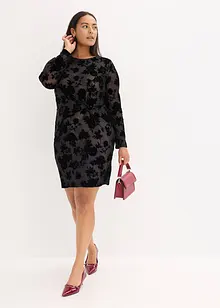 Miniabito in fine mesh con stampa floccata, bonprix