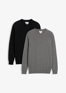 Maglione in filato fine di puro cotone (pacco da 2), bonprix