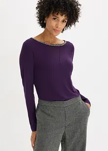 Maglia con inserto in mesh e pietruzze glitterate, bonprix