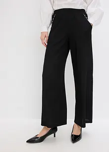 Pantaloni in jersey strutturato con applicazione di perle, bonprix