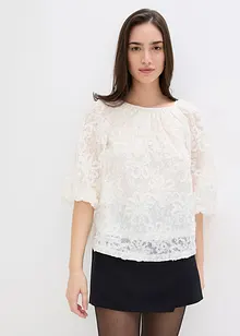 Blusa con motivo floreale operato, bonprix
