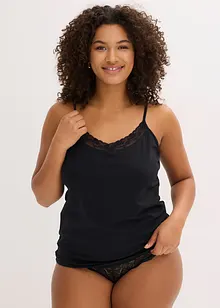 Canottiera con cotone biologico e pizzo (pacco da 2), bonprix