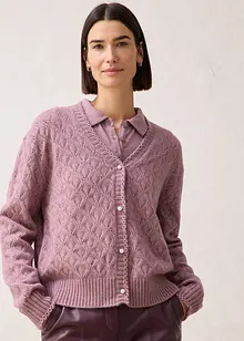 Cardigan traforato con lana, bonprix