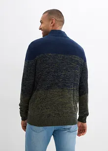 Maglione in filato grosso misto cotone con mezza zip, bonprix