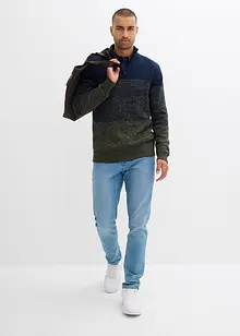 Maglione in filato grosso misto cotone con mezza zip, bonprix