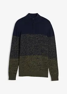 Maglione in filato grosso misto cotone con mezza zip, bonprix