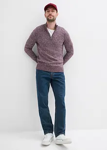 Maglione con mezza zip e cotone, bonprix