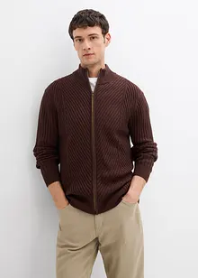 Cardigan a coste in misto cotone, bonprix