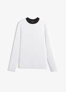 Maglia a maniche lunghe in misto viscosa con collo a coste a contrasto, bonprix
