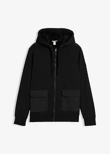 Felpa con zip, cappuccio e fodera teddy, bonprix