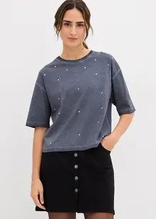 T-shirt in puro cotone con strass, bonprix