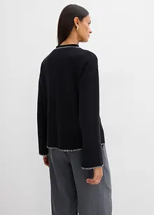 Cardigan in misto lana con dettagli a contrasto, bonprix