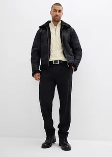 Maglione in filato grosso misto cotone con mezza zip, bonprix