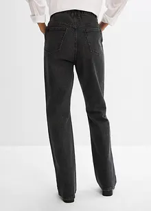 Jeans straight loose fit con cinta comoda e strass, vita alta, bonprix