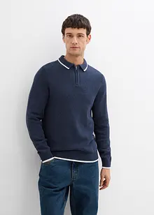 Maglione con colletto a polo e cotone riciclato, bonprix