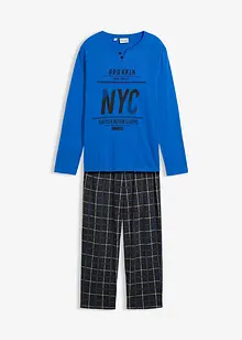 Pigiama in puro cotone con bottoni e maniche lunghe, bonprix