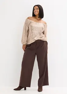 Maglia con spalle scoperte oversize con paillettes, bonprix