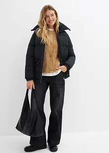 Giacca trapuntata con collo in teddy, bonprix