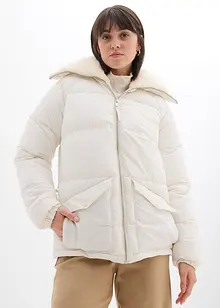 Giacca trapuntata con collo in teddy, bonprix