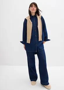 Camicia di jeans oversize in denim robusto di puro cotone, bonprix