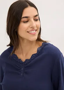 Pigiama con maglia a costine e bottoncini, bonprix