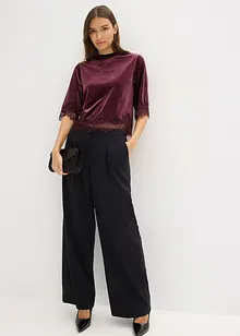 Maglia in velluto con pizzo, bonprix
