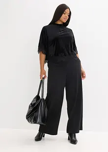 Maglia in velluto con pizzo, bonprix