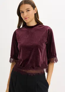 Maglia in velluto con pizzo, bonprix