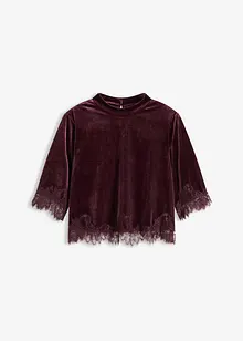 Maglia in velluto con pizzo, bonprix