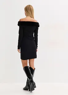 Abito in maglia con inserto in pelliccia sintetica, bonprix