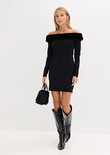 Abito in maglia con inserto in pelliccia sintetica, bonprix