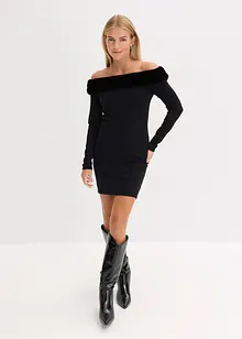 Abito in maglia con inserto in pelliccia sintetica, bonprix