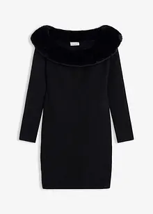 Abito in maglia con inserto in pelliccia sintetica, bonprix