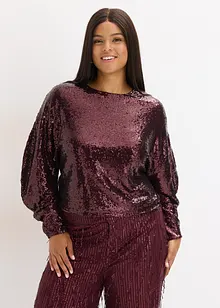 Maglia a maniche lunghe con paillettes, bonprix