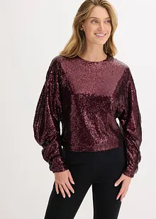 Maglia a maniche lunghe con paillettes, bonprix