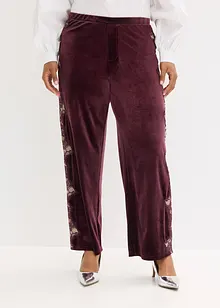 Pantaloni larghi in velluto morbido con inserto di pizzo, bonprix