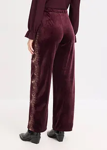 Pantaloni larghi in velluto morbido con inserto di pizzo, bonprix
