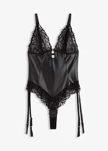 Body effetto bagnato con reggicalze rimovibile, bonprix