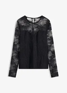 Maglia a maniche lunghe in pizzo raffinato, bonprix