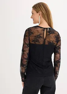 Maglia a maniche lunghe in pizzo raffinato, bonprix
