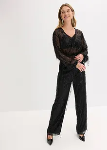 Blusa con paillettes e frange, bonprix