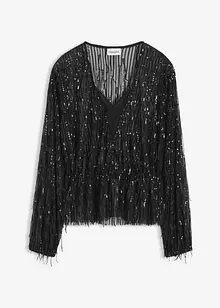 Blusa con paillettes e frange, bonprix